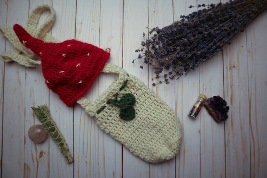 mushroom drawstring purse