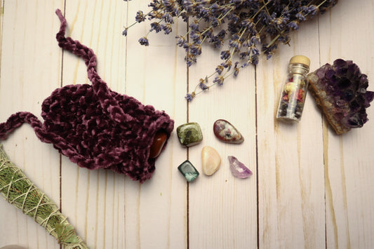 velvet crystal pouch