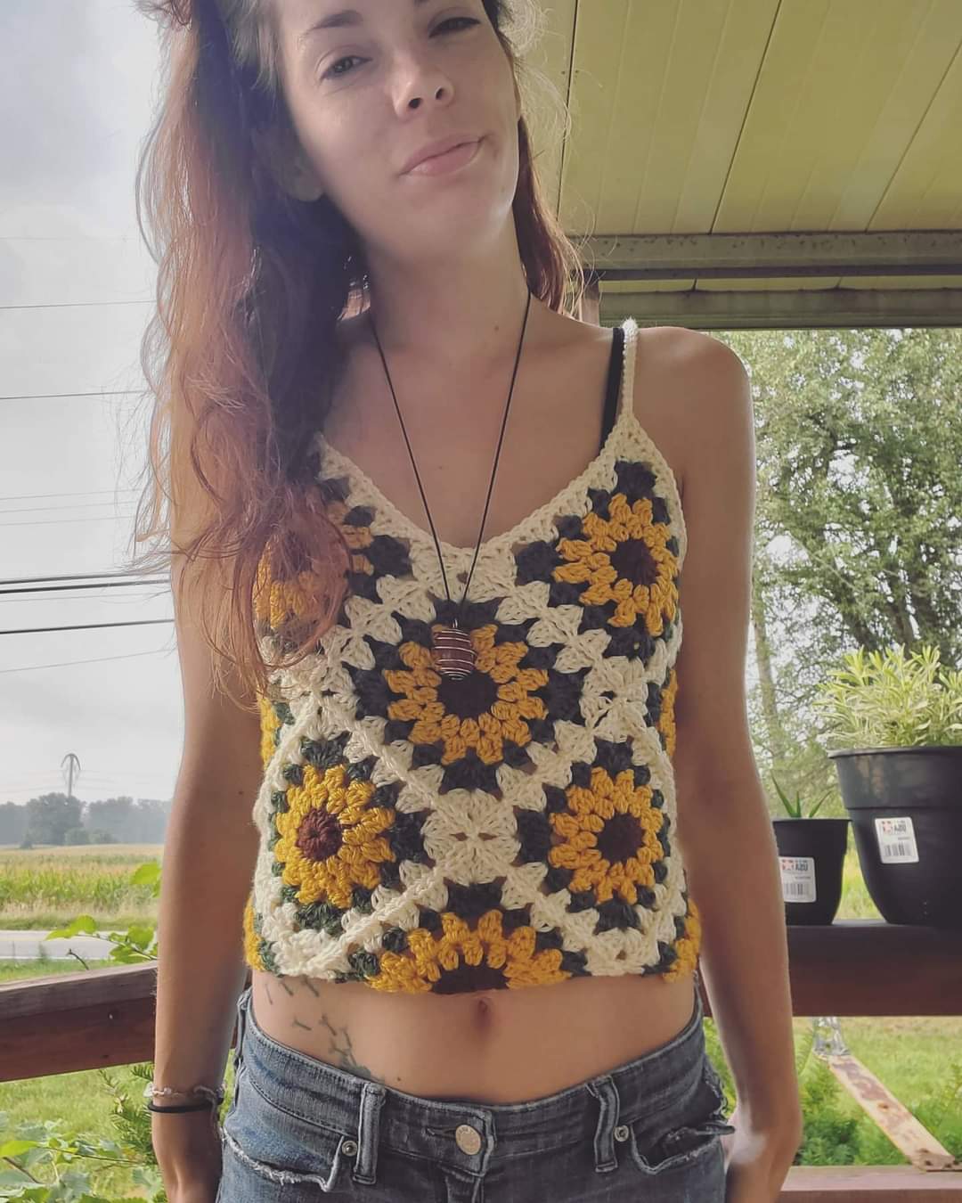 sunflower square tank top